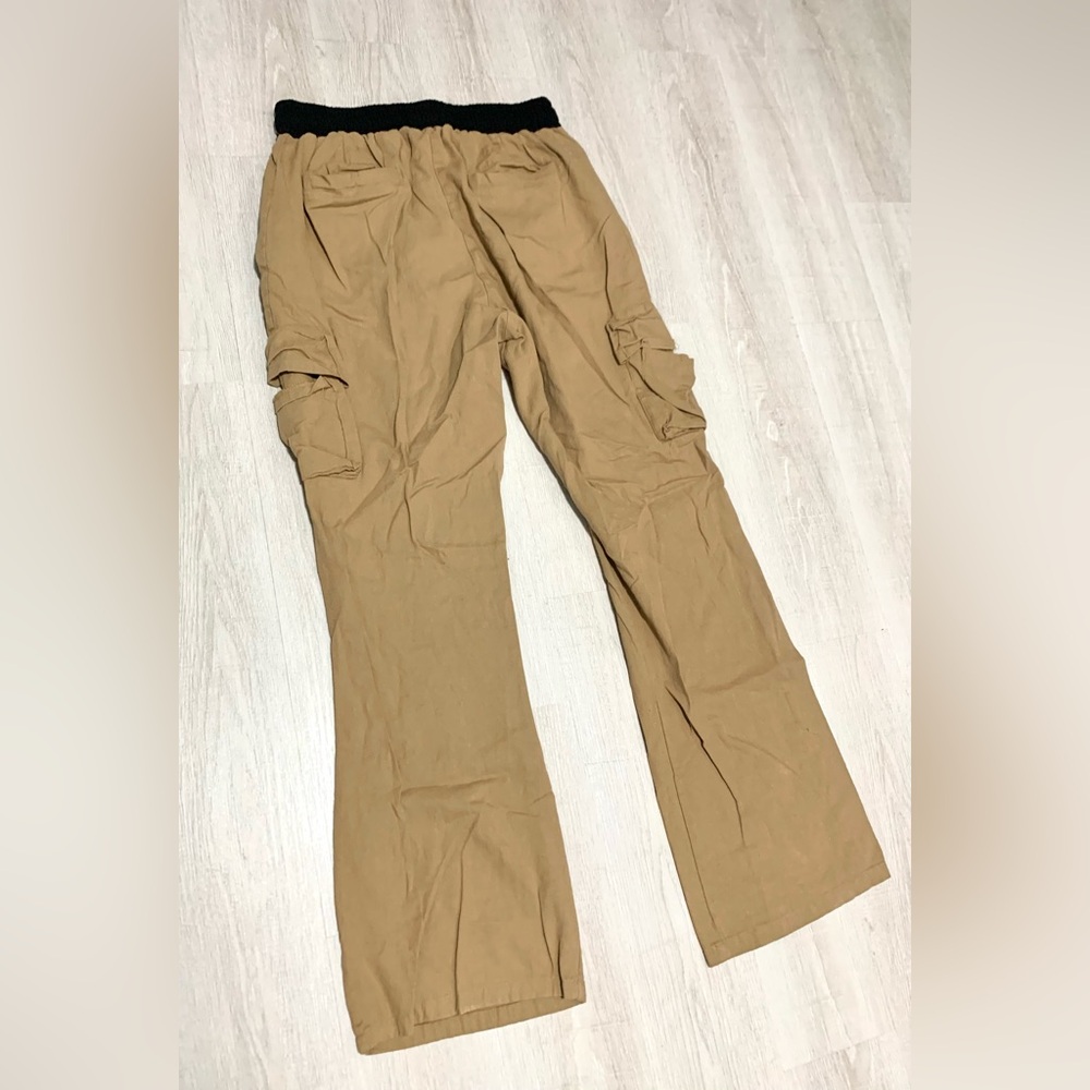 MNML Cargo Drawcord Jogger Pants Khaki Black Drawstring Large - Picture 12 of 12